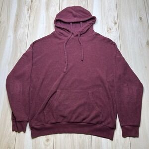 Soft Serve Hoodie Adult Size Medium Burgundy Fleece Sweater Pocket Made In USA
